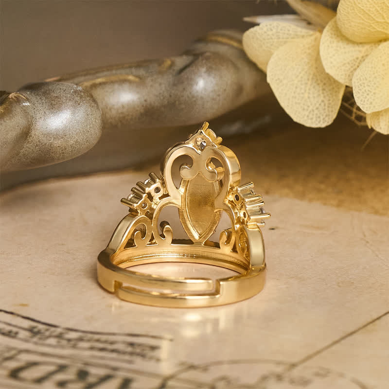 Jeweled Open Crown Our Lady Copper Ring: Token of Divine Shelter