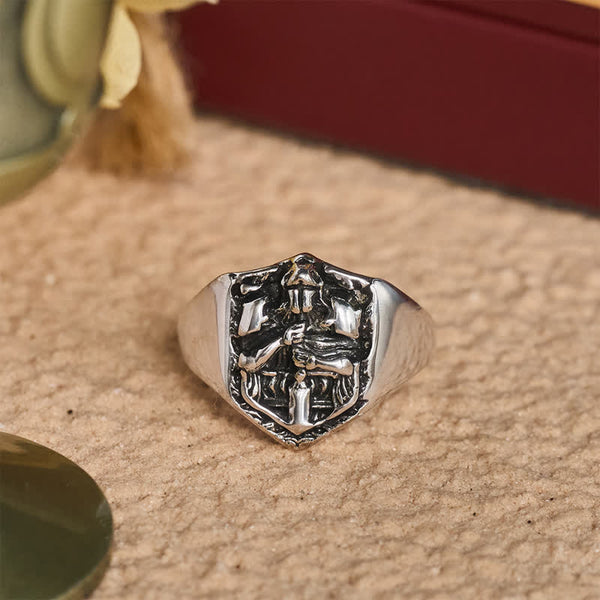 Deep Carved Holy Knight Signet Ring: Token of Divine Shelte