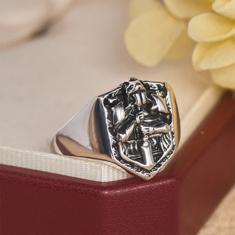 Deep Carved Holy Knight Signet Ring: Token of Divine Shelte