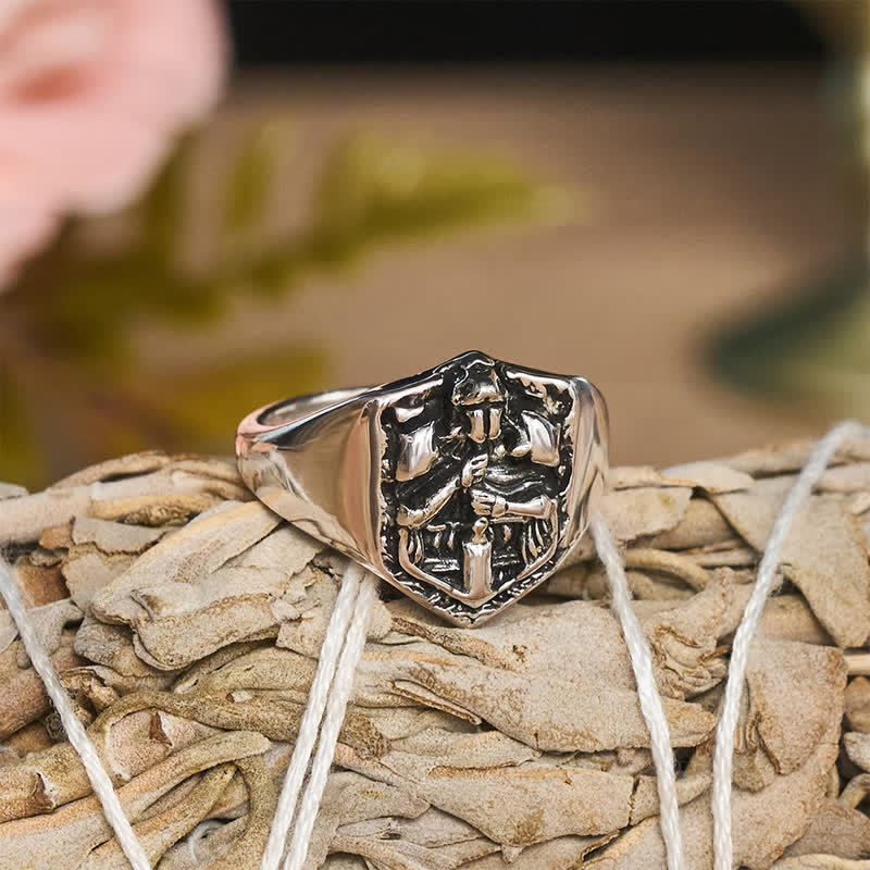 Deep Carved Holy Knight Signet Ring: Token of Divine Shelte