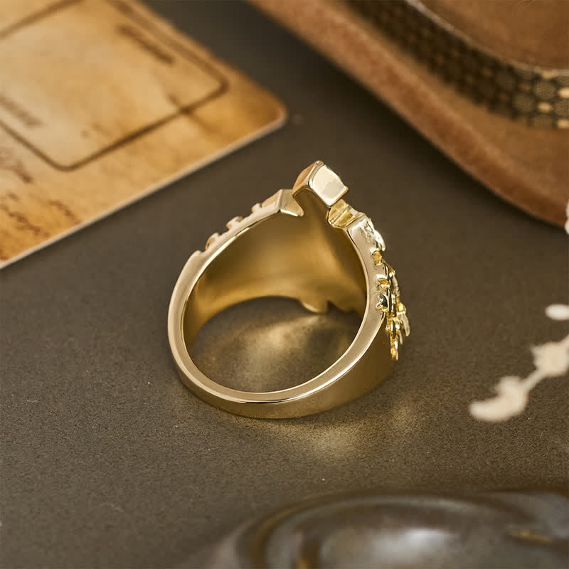Rugged Grain Cross Stainless Steel Ring: Sign of Heavenly Blessings