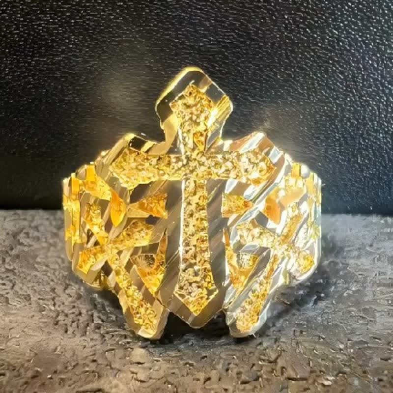 Rugged Grain Cross Stainless Steel Ring: Sign of Heavenly Blessings