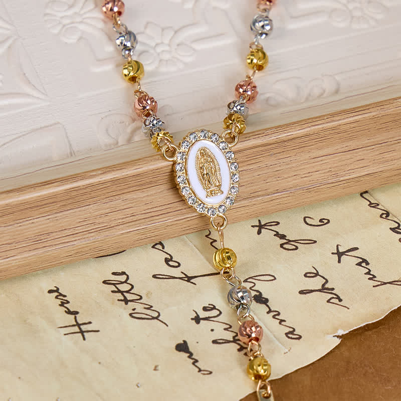Sacred Our Lady Medallion Beaded Chain: Symbol of Calm Abiding Peace