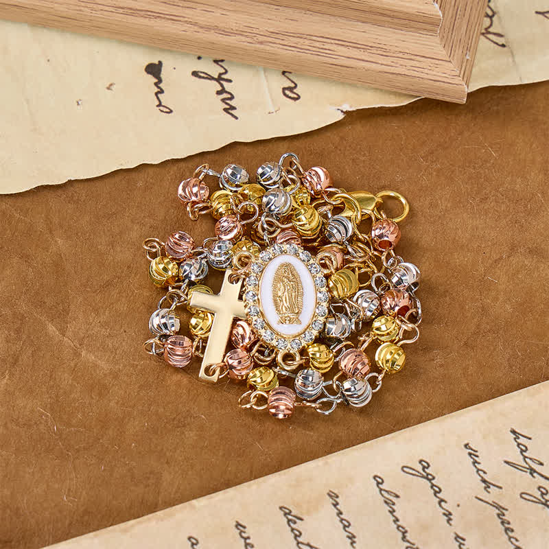 Sacred Our Lady Medallion Beaded Chain: Symbol of Calm Abiding Peace