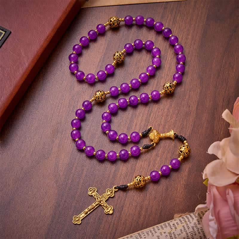 Deep Violet Round Bead Holy Grail Rosary: Token of Abiding Heavenly Shelter