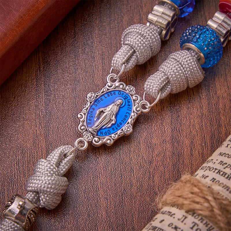 Bright Blue Mixed Bead Artisan Rosary: Emblem of Gentle Heavenly Grace