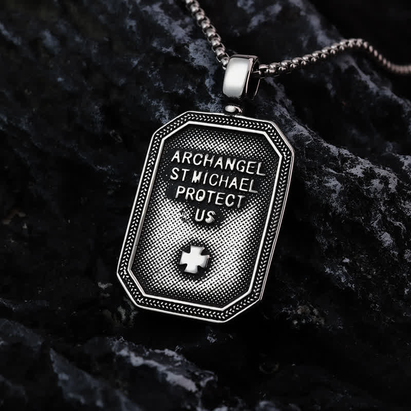 Deep Engraved Archangel St.Michael Box Chain Necklace: Token of Divine Safeguard
