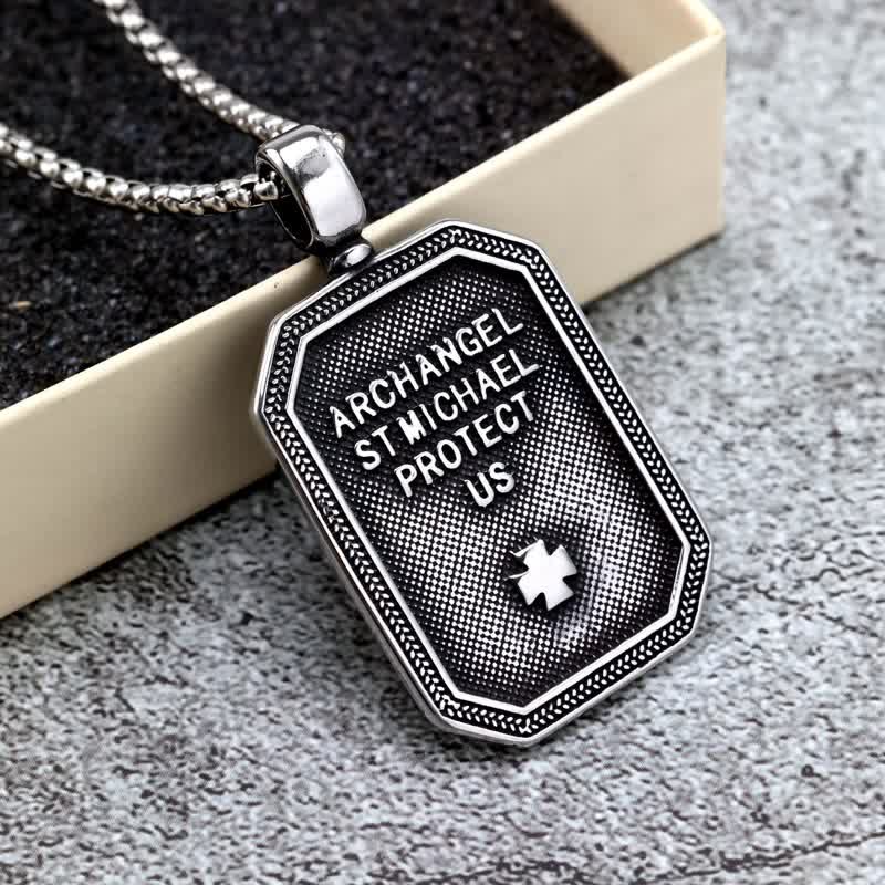 Deep Engraved Archangel St.Michael Box Chain Necklace: Token of Divine Safeguard
