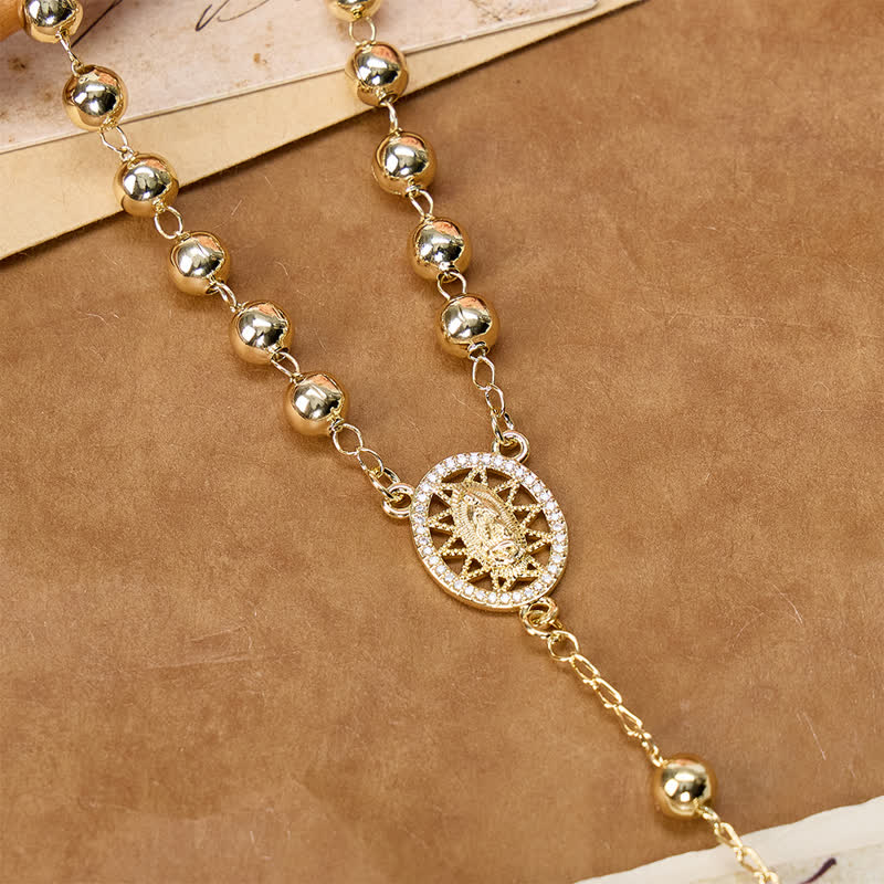 Classic Metal Rosary with Our Lady & Crucifix: Divine Guidance Sign
