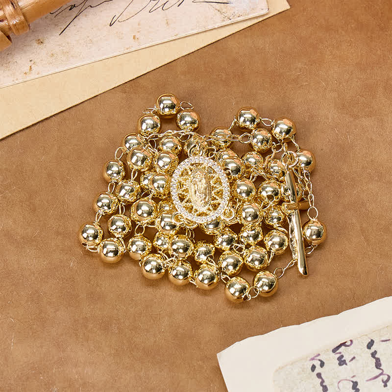 Classic Metal Rosary with Our Lady & Crucifix: Divine Guidance Sign