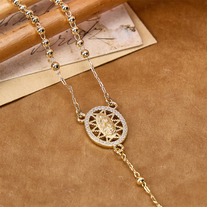 Mini Metal Bead Rosary with Our Lady Medal & Crucifix: Badge of Heavenly Care