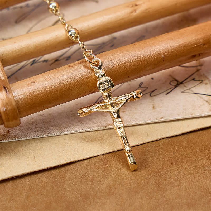 Mini Metal Bead Rosary with Our Lady Medal & Crucifix: Badge of Heavenly Care