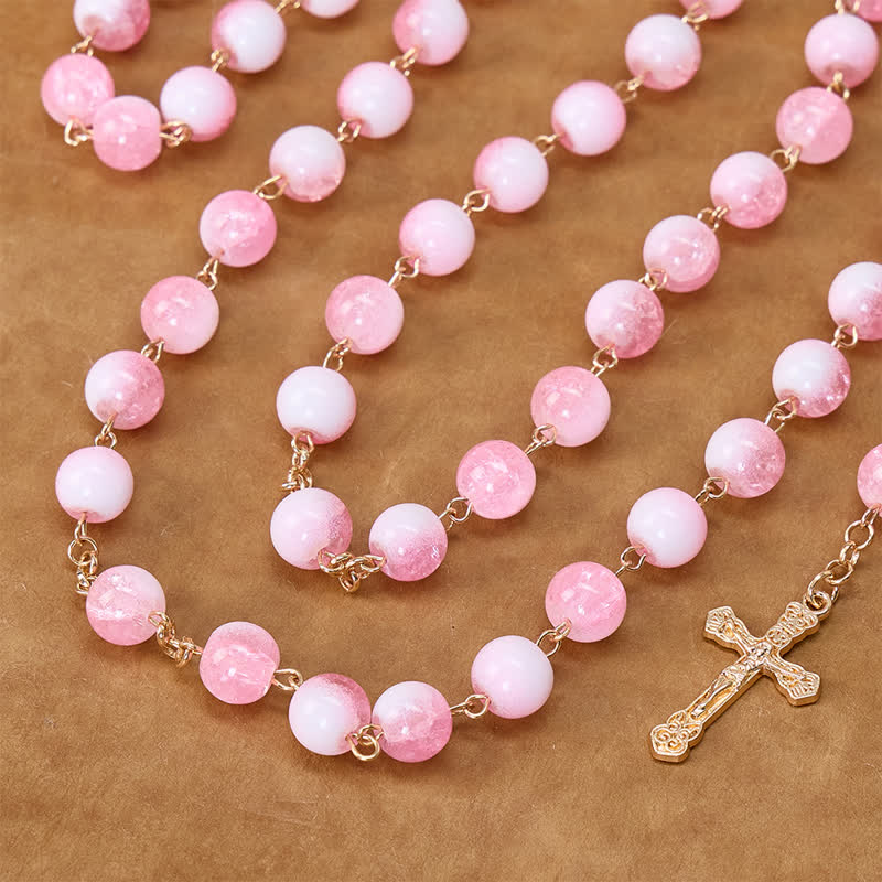 Textured Glass Bead Rosary with Our Lady & Crucifix: Sign of Sacred Shelter