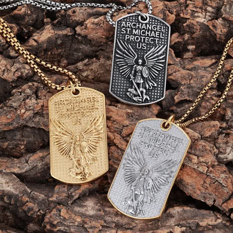 Rugged St. Michael Archangel Stainless Necklace: Vessel of Timeless Sacred Shield