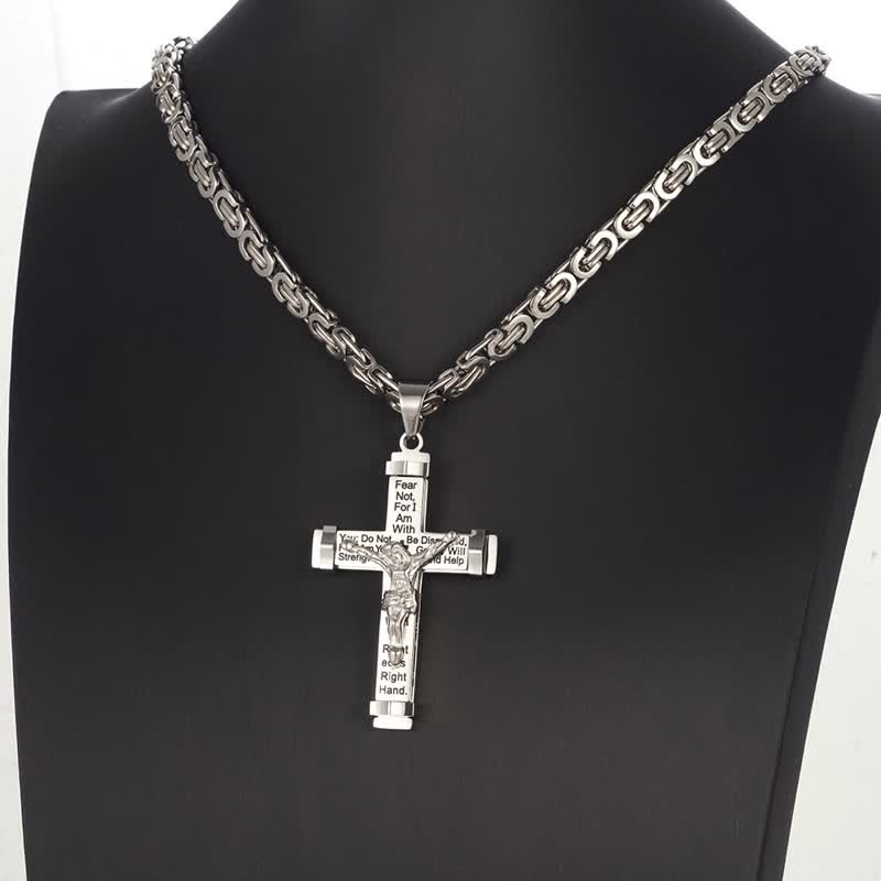 3D Sculpted Stainless Crucifix Necklace: Symbol of Timeless Divine Promise
