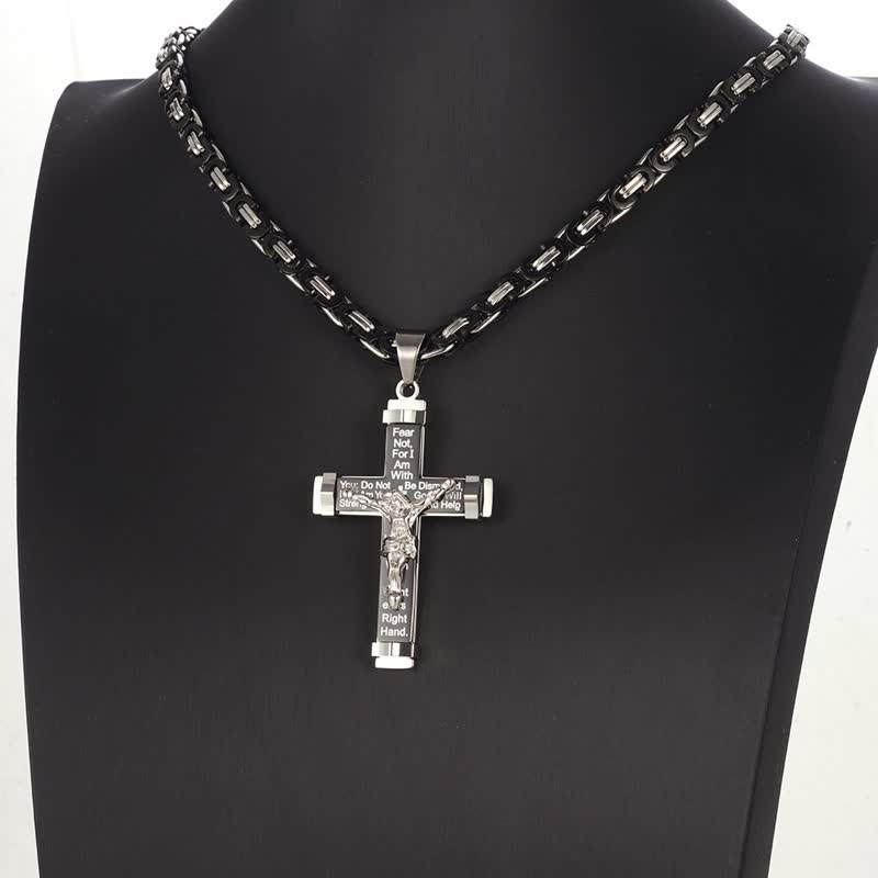3D Sculpted Stainless Crucifix Necklace: Symbol of Timeless Divine Promise