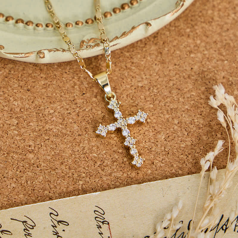 Slim Layered Copper Cross Stack Necklace: Token of Boundless Divine Love