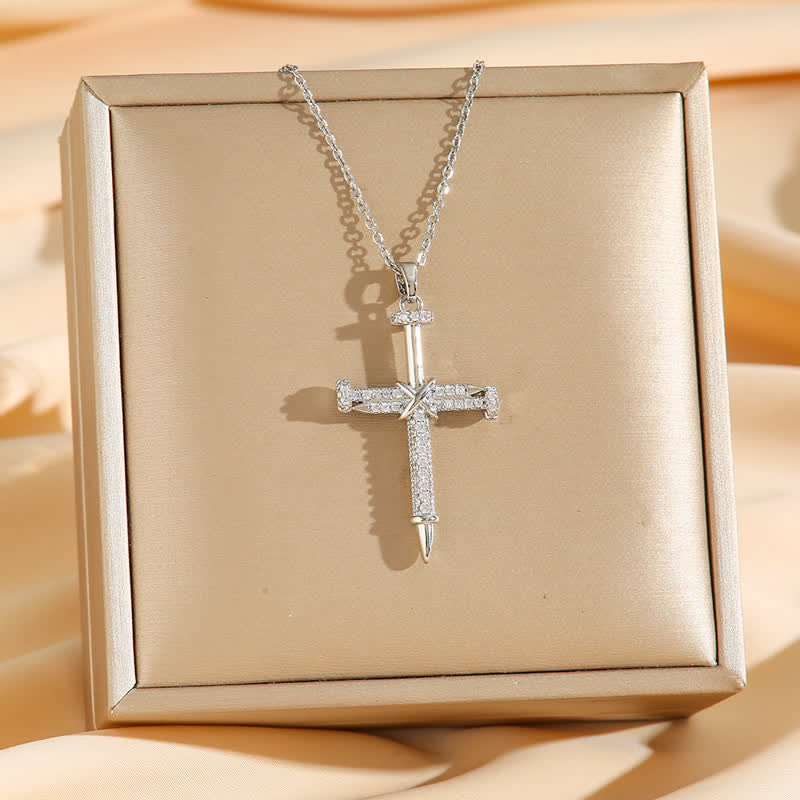 Nailed Cross Titanium Steel Chain Necklace: Symbol of Timeless Divine Protection