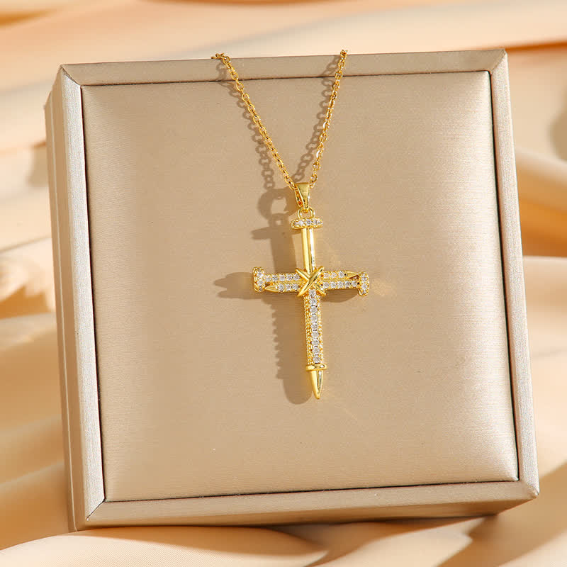 Nailed Cross Titanium Steel Chain Necklace: Symbol of Timeless Divine Protection