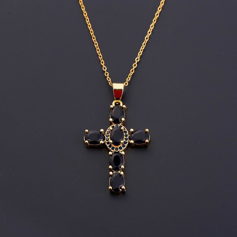 Sacred Gem Cross Necklace: Symbol of Calm Abiding Peace