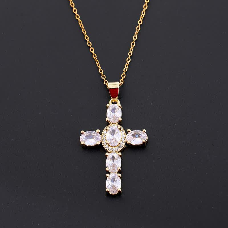Sacred Gem Cross Necklace: Symbol of Calm Abiding Peace