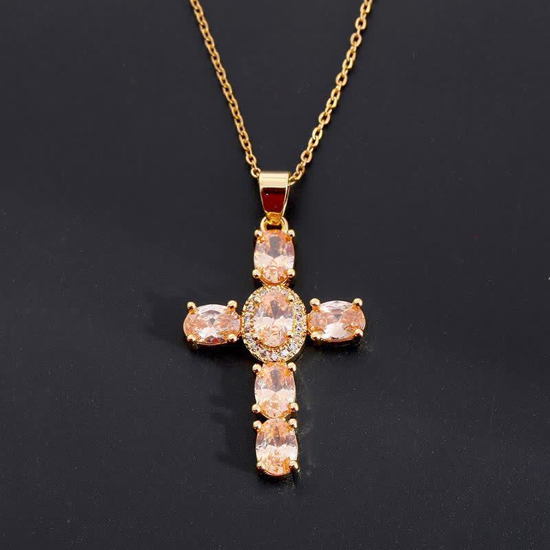 Sacred Gem Cross Necklace: Symbol of Calm Abiding Peace