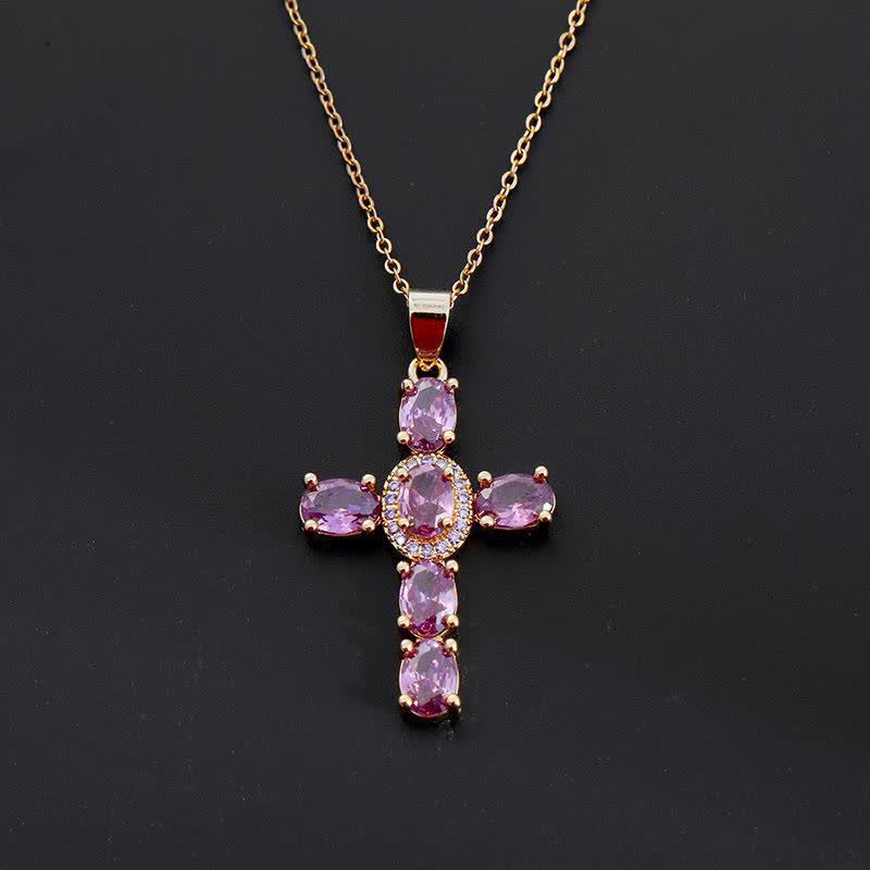 Sacred Gem Cross Necklace: Symbol of Calm Abiding Peace