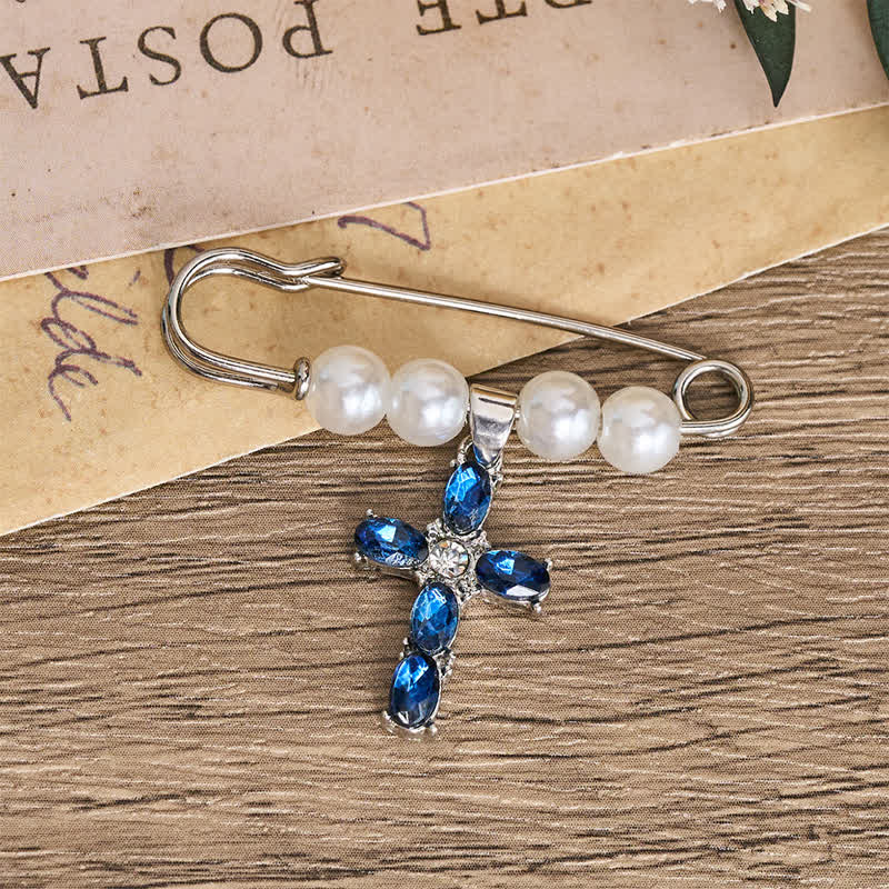 Pearl Keepsake Brooch Charm with Heavenly Symbols: Symbol of Gentle Guardianship