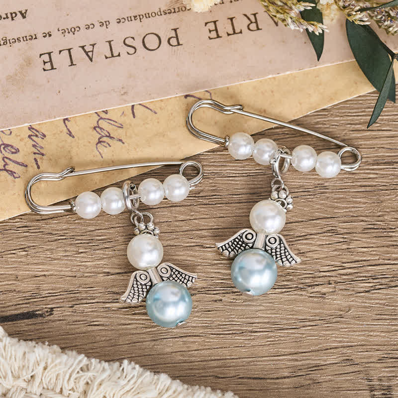 Pearl Keepsake Brooch Charm with Heavenly Symbols: Symbol of Gentle Guardianship