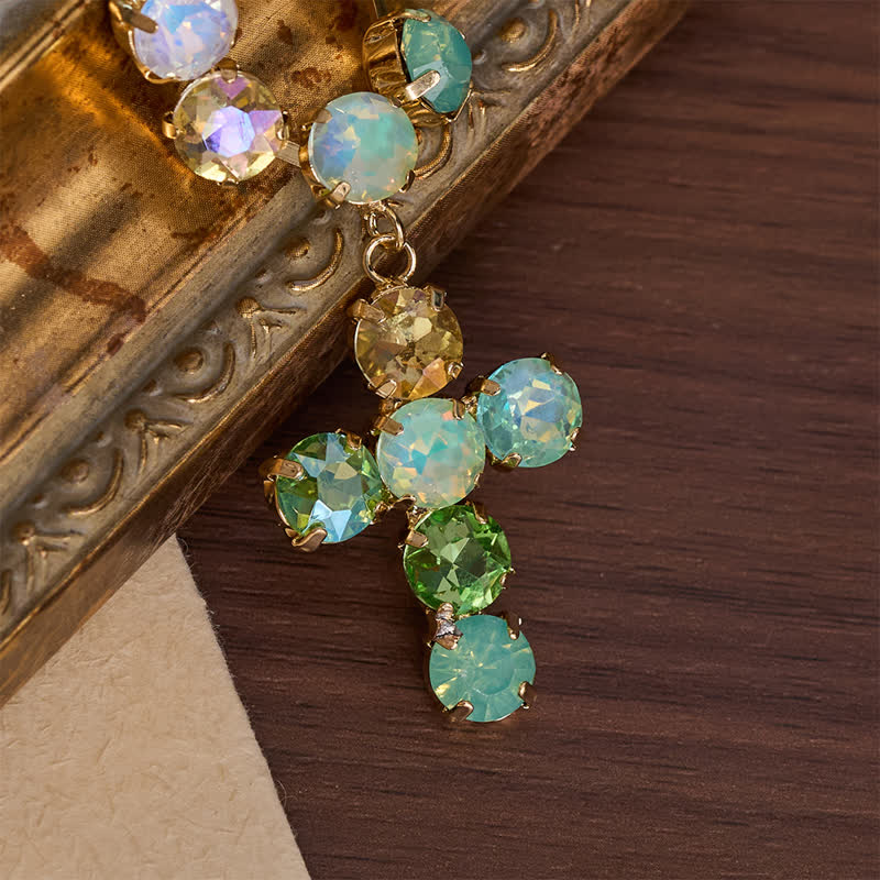 Statement Rivoli Crystal Copper Cross Necklace: Token of Unwavering Divine Majesty