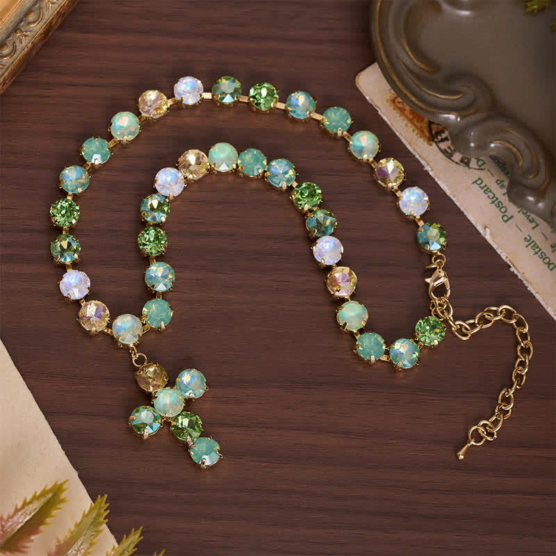 Statement Rivoli Crystal Copper Cross Necklace: Token of Unwavering Divine Majesty