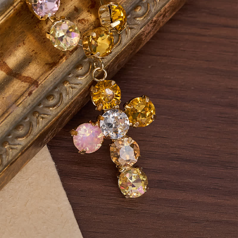 Statement Rivoli Crystal Copper Cross Necklace: Token of Unwavering Divine Majesty