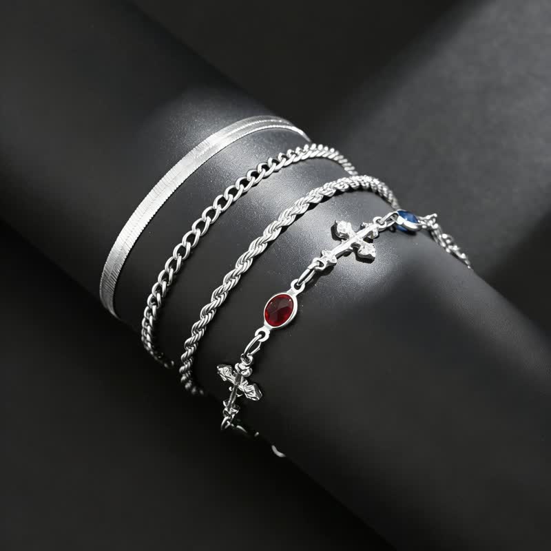 Elegant Multi-Style Cross Alloy Wrist Stack: Vessel of Quiet Devotion