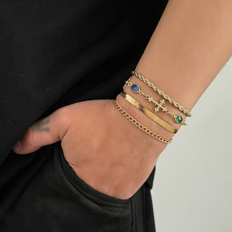 Elegant Multi-Style Cross Alloy Wrist Stack: Vessel of Quiet Devotion