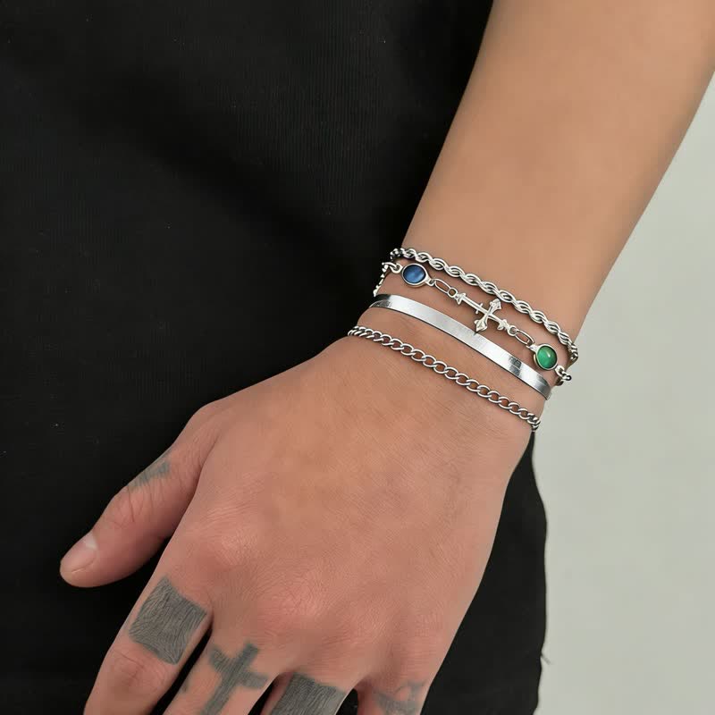 Elegant Multi-Style Cross Alloy Wrist Stack: Vessel of Quiet Devotion
