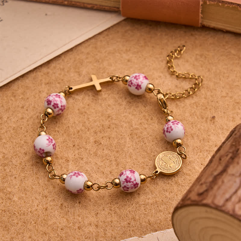 Sacred St. Benedict Cross Charm Bracelet: Symbol of Warm Spiritual Guidance