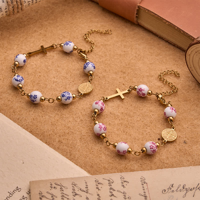 Sacred St. Benedict Cross Charm Bracelet: Symbol of Warm Spiritual Guidance