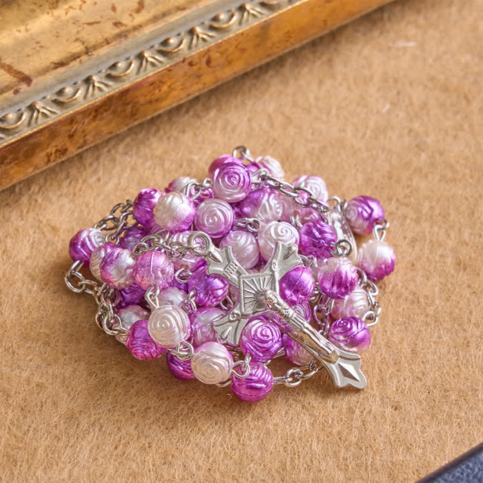 Heavenly Rose Bead Rosary With Crucifix: Badge of Steady Guidance
