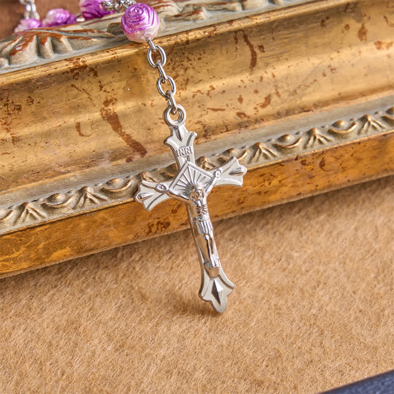 Heavenly Rose Bead Rosary With Crucifix: Badge of Steady Guidance