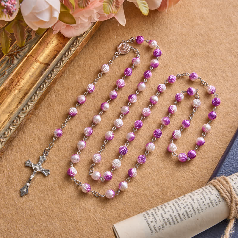 Heavenly Rose Bead Rosary With Crucifix: Badge of Steady Guidance