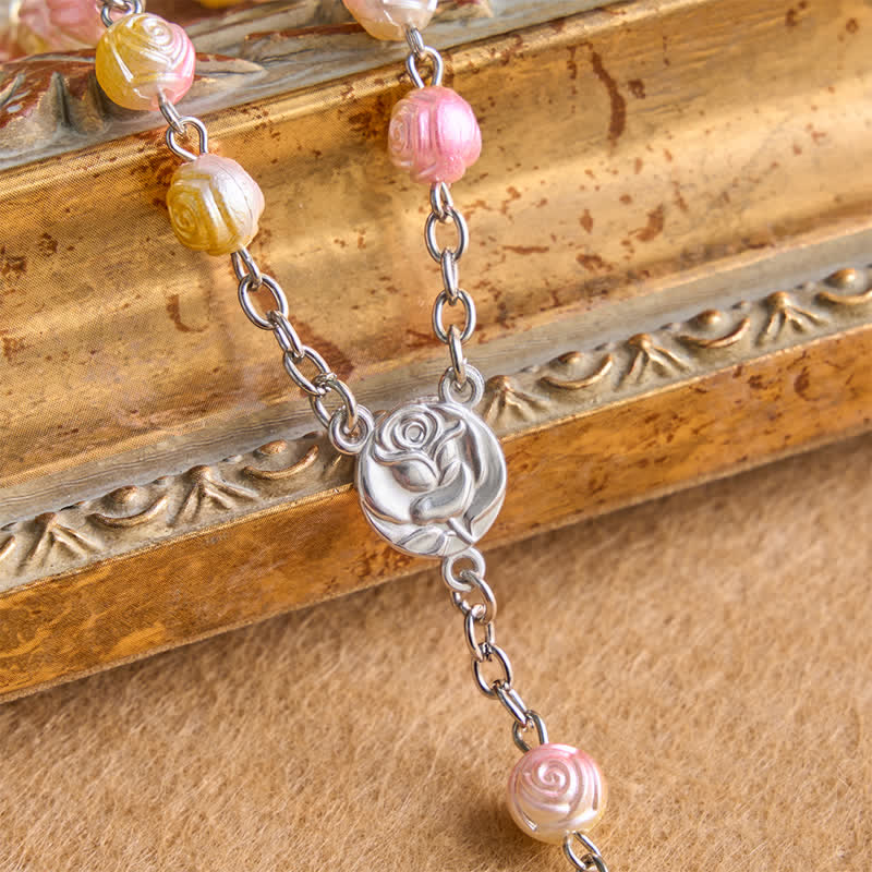 Heavenly Rose Bead Rosary With Crucifix: Badge of Steady Guidance