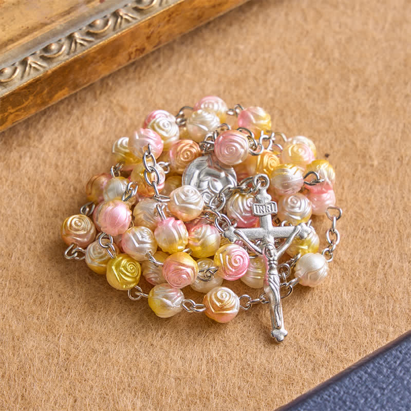 Heavenly Rose Bead Rosary With Crucifix: Badge of Steady Guidance