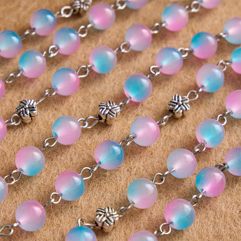 Ornate Our Lady of Miraculous Medal Rosary with Glass Beads: Sign of Divine Shelter