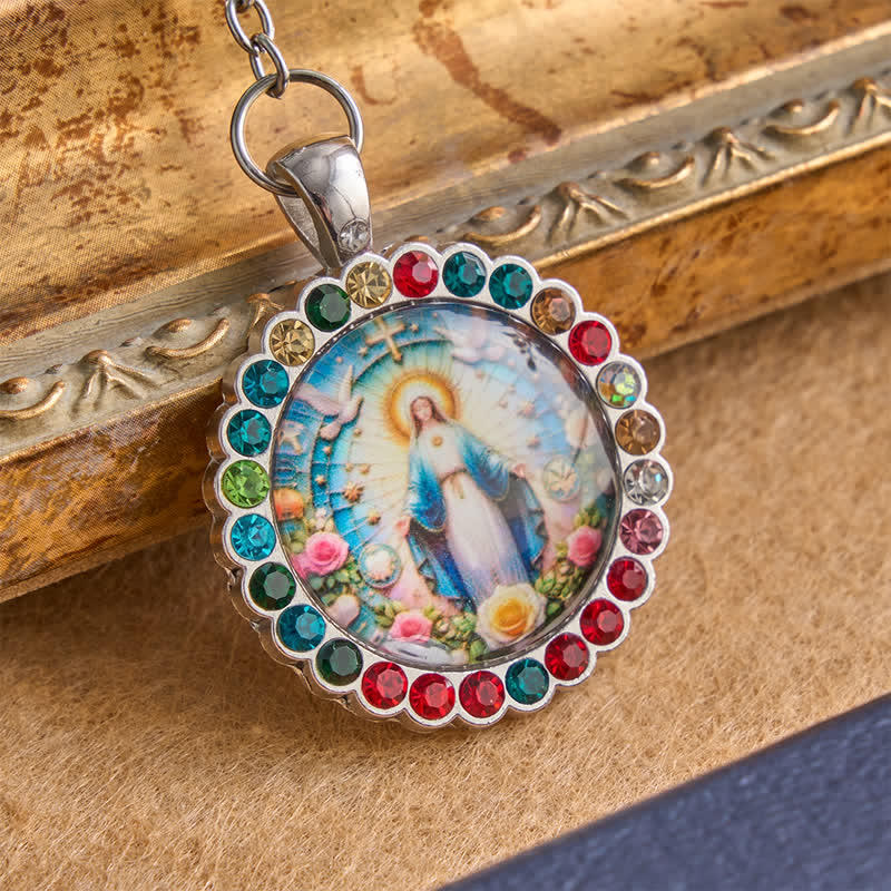 Ornate Our Lady of Miraculous Medal Rosary with Glass Beads: Sign of Divine Shelter