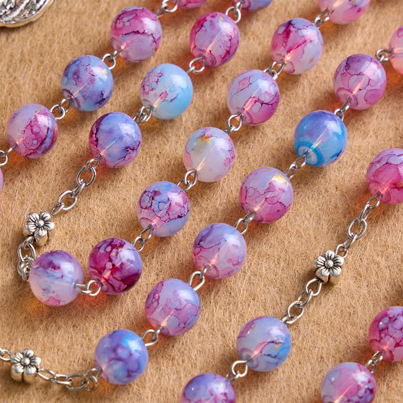 Ornate Alloy Rosary with Our Lady & St. Benedict: Emblem of Quiet Blessing