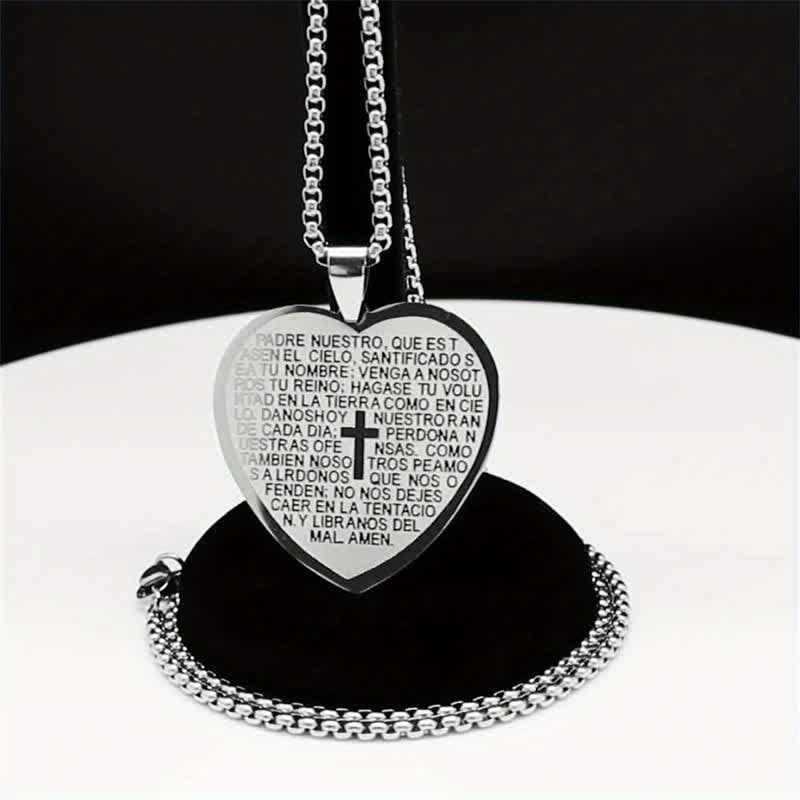 Solid Stainless Steel Heart Prayer Necklace: Token of Unwavering Heavenly Care