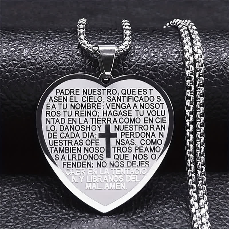 Solid Stainless Steel Heart Prayer Necklace: Token of Unwavering Heavenly Care