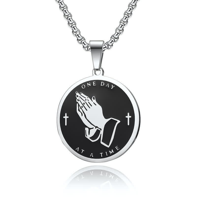 Dual-Sided Serenity Praying Hands Pendant Necklace: Token of Abiding Divine Calm