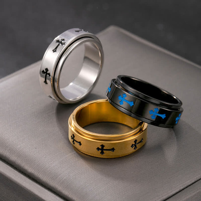 Rotatable Cross Stainless Steel Band Ring: Emblem of Abiding Heavenly Grace
