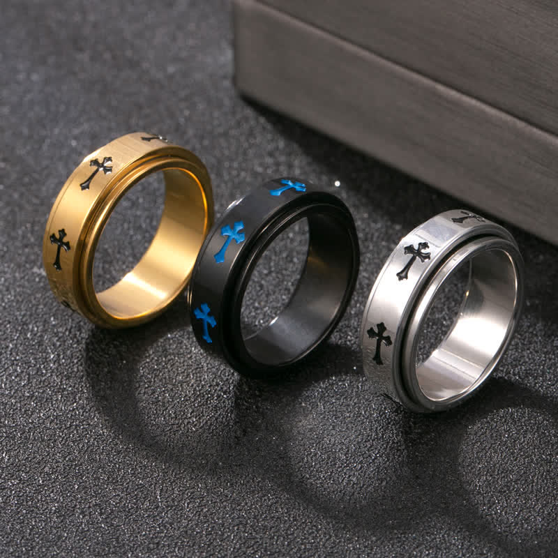 Rotatable Cross Stainless Steel Band Ring: Emblem of Abiding Heavenly Grace
